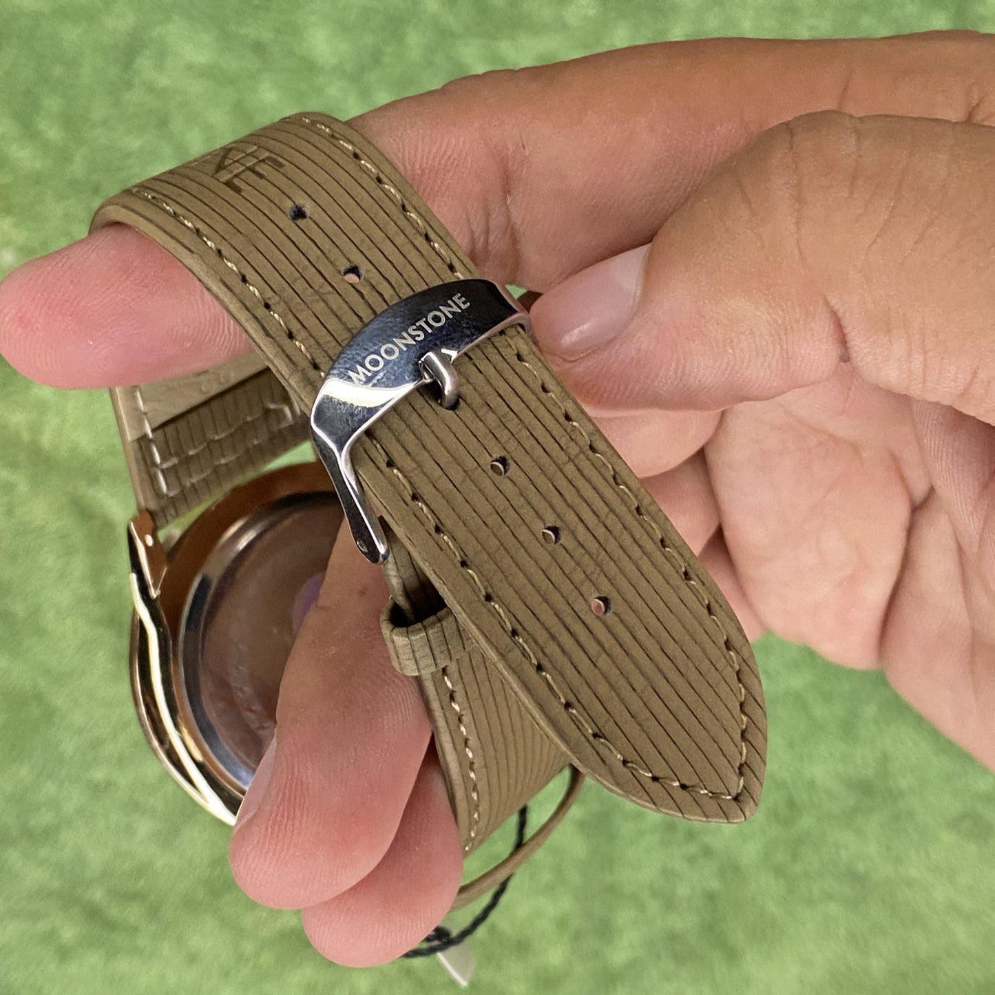Moon Stone Model 2 Mustard Color Leather Straps Watch