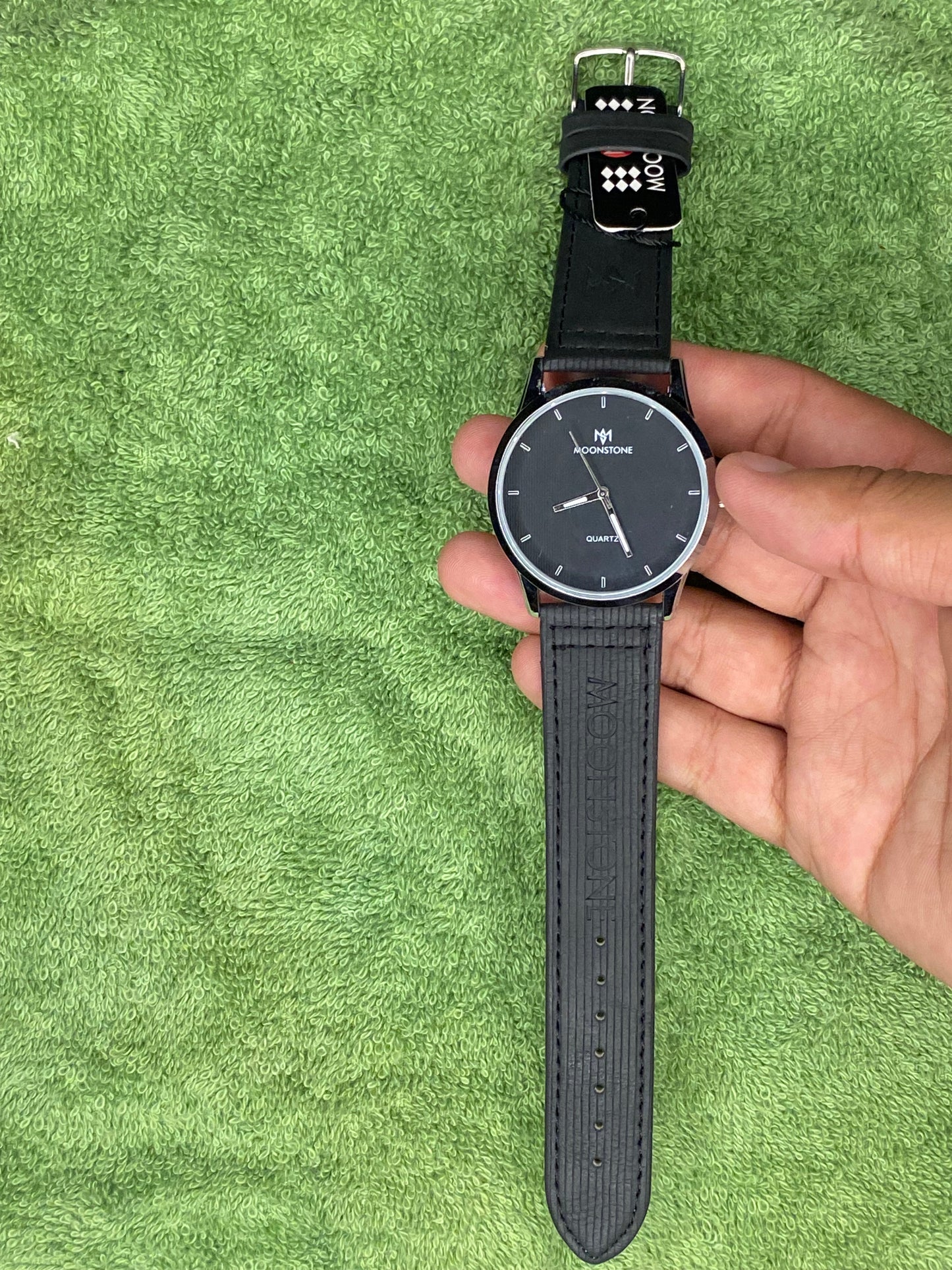 Moon Stone Model 1 Black Color Leather Straps Watch