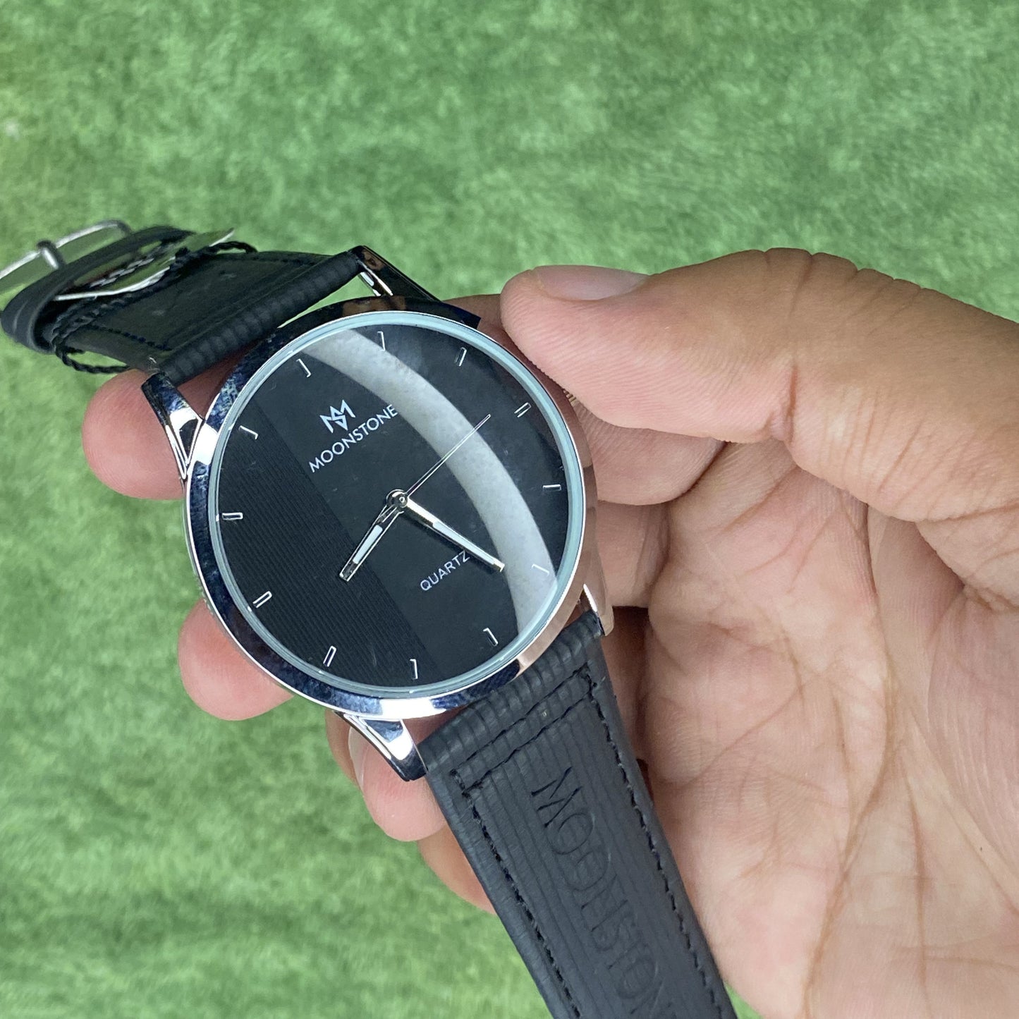 Moon Stone Model 1 Black Color Leather Straps Watch