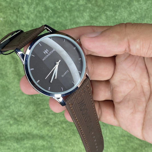 Moon Stone Model 1 Brown Color Leather Straps Watch