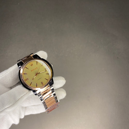 True Tone Chain Watch Golden Dial With Rolex Branding