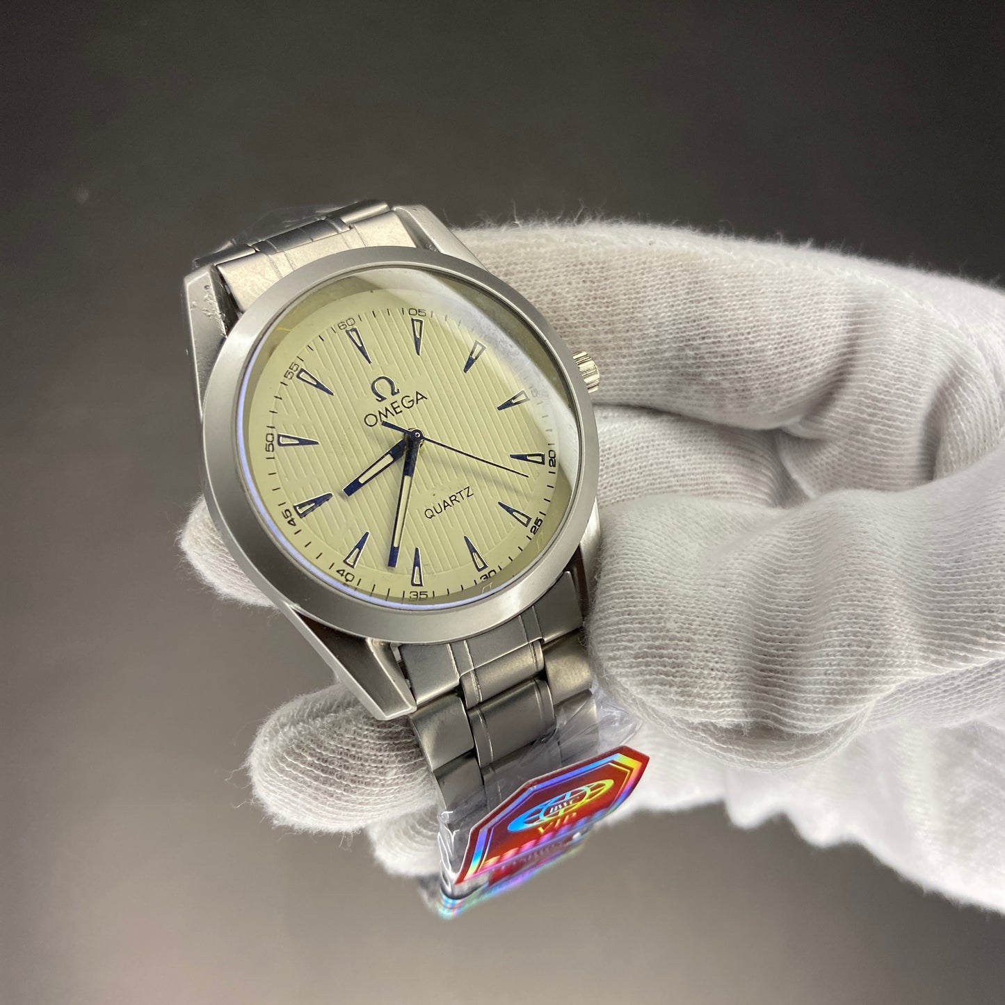 Orignal Omega Silver Chain With White Dial